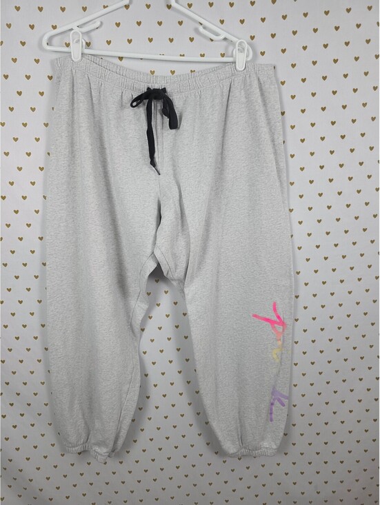PINK Victoria's Secret Pants - Victorias Secret PINK Rainbow Logo Gradient Sweats sweatpants Grey XXL 2XL